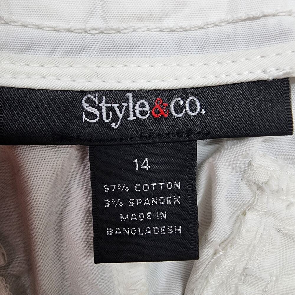 NWT Style Co Womens Capris 14 White Cargo Pockets Pull Tie Hem Summer Beach - Picture 7 of 13